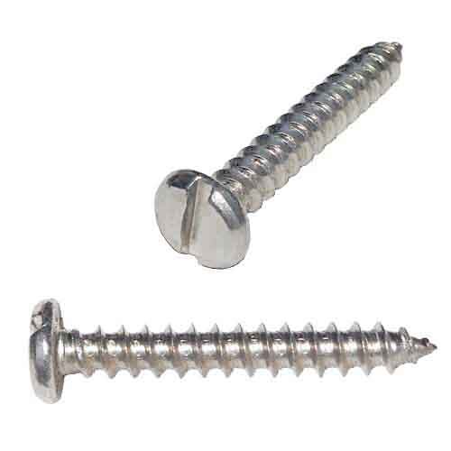 PTS61S #6 X 1" Pan Head, Slotted, Tapping Screw, Type A, 18-8 Stainless